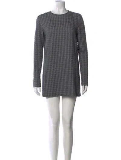 Pre-owned Akris Houndstooth Print Mini Dress In Grey