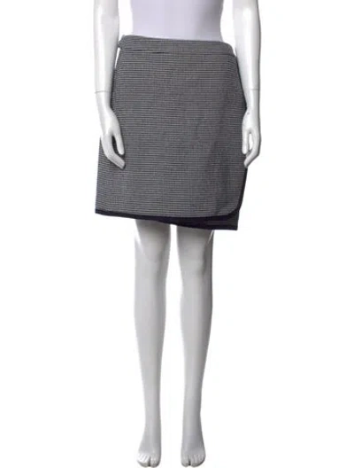 Pre-owned Akris Houndstooth Print Mini Skirt In Blue