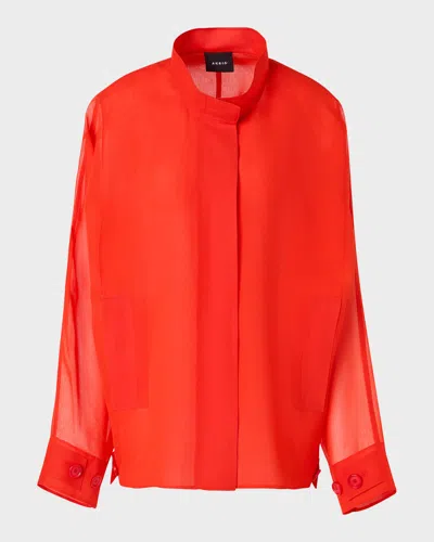 Akris Huma Silk Georgette Oversized Parka Jacket In Red