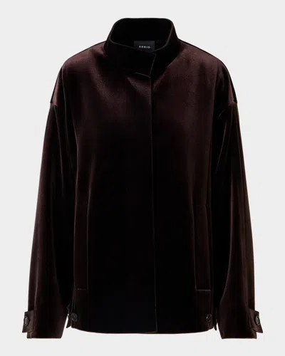 Akris Huma Velvet Neoprene Parka Jacket In Coffee
