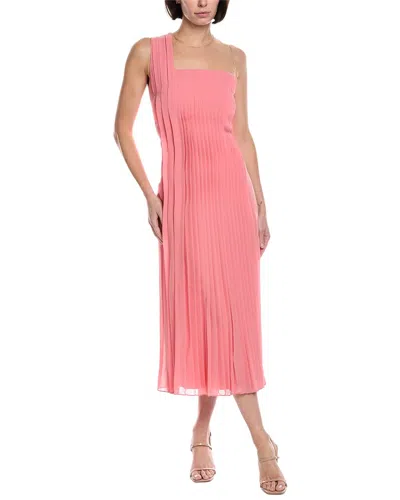 Akris Illusion One-shoulder Silk Midi Dress In Pink