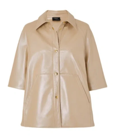 Akris Iridescent Leather Jacket In Nude