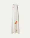 Akris Italian Anemone Print Silk Crepe Georgette Overlayer Gown In Ecru-greige
