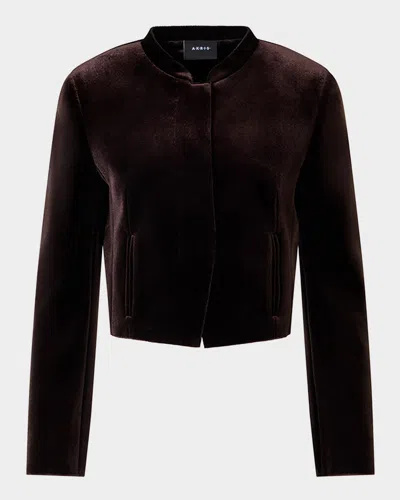 Akris Kadet Velvet Neoprene Short Jacket In Brown