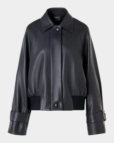 Akris Kallisto Lamb Nappa Leather Jacket In Black