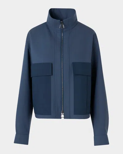 Akris Kamil Double-faced Cotton Jacket In Blue