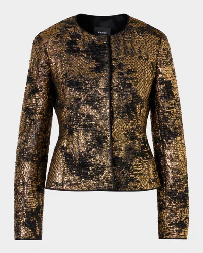 Akris Kelis Metallic Jacquard Jacket In Multi