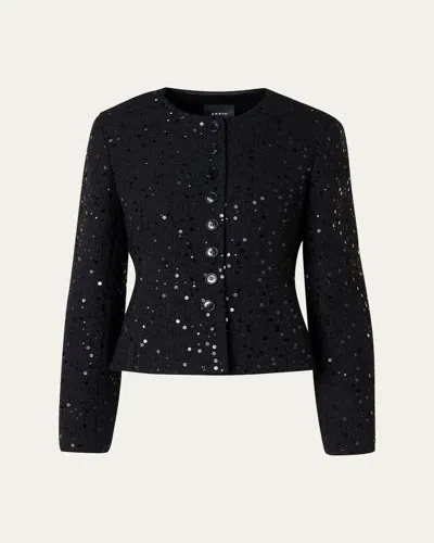 Akris Kelis Sequined Tweed Jacket In Black