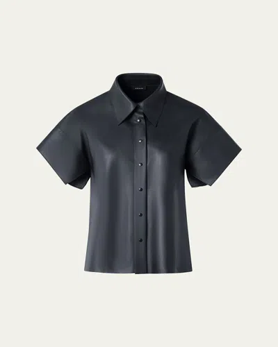 Akris Kimono Sleeve Leather Blouse