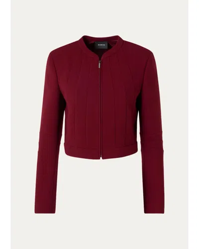 Akris Klaus Stitched Wool Crepe Double-face Short Jacket In Cherry
