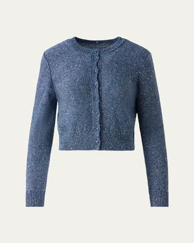 Akris Knit Sequin Button-front Cardigan In Blue