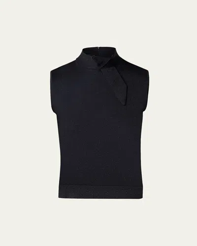 Akris Knot Metallic Knit Top In Black