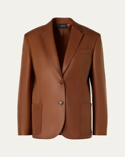Akris Kora Nappa Leather Single-breasted Jacket In Brown