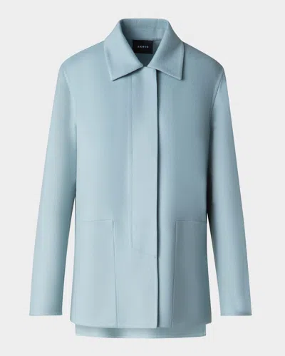 Akris Laars Long Cashmere Double Face Jacket In Stone Blue