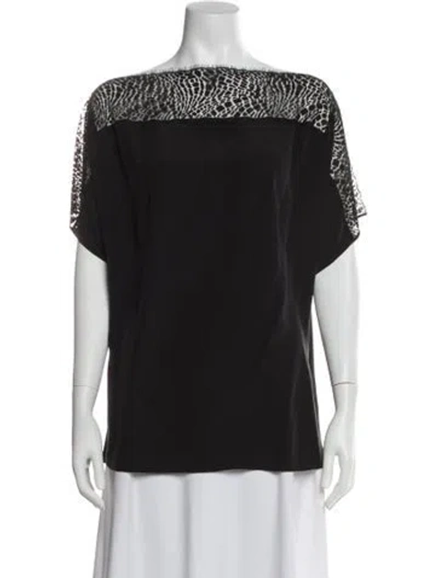 Pre-owned Akris Lace Pattern Bateau Neckline Top In Gray