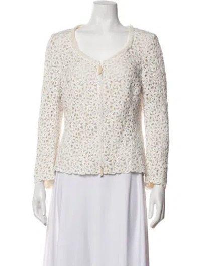 Pre-owned Akris Lace Pattern Jacket In Neutrals