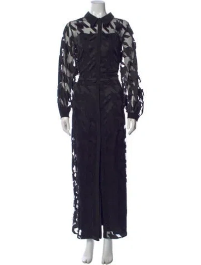 Pre-owned Akris Lace Pattern Long Dress W/ Tags In Blue