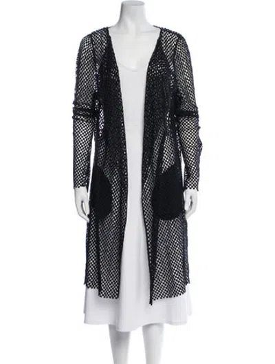 Pre-owned Akris Lace Pattern Mesh Accents Robe In Black