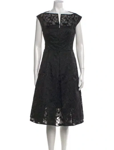 Pre-owned Akris Lace Pattern Midi Length Dress In Black