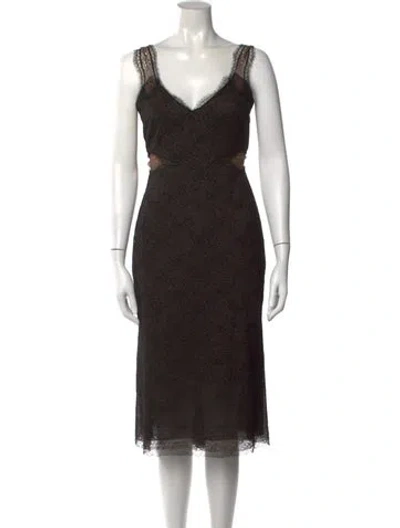 Pre-owned Akris Lace Pattern Midi Length Dress In Black
