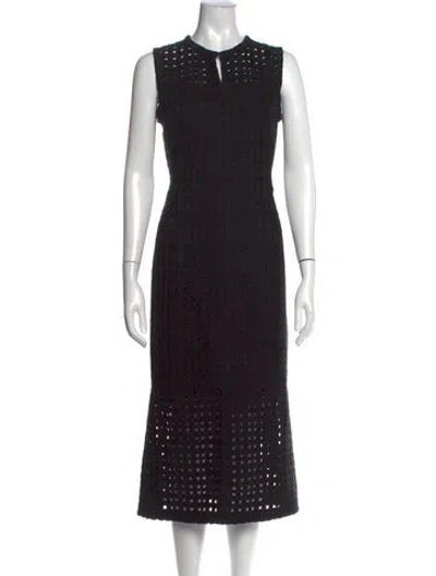Pre-owned Akris Lace Pattern Midi Length Dress In Black