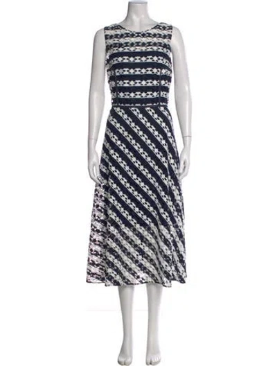 Pre-owned Akris Lace Pattern Midi Length Dress In Blue