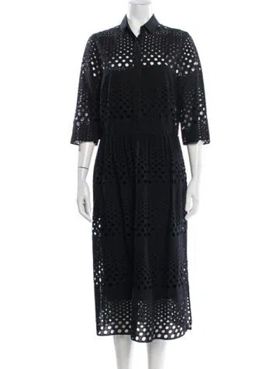 Pre-owned Akris Lace Pattern Midi Length Dress In Blue