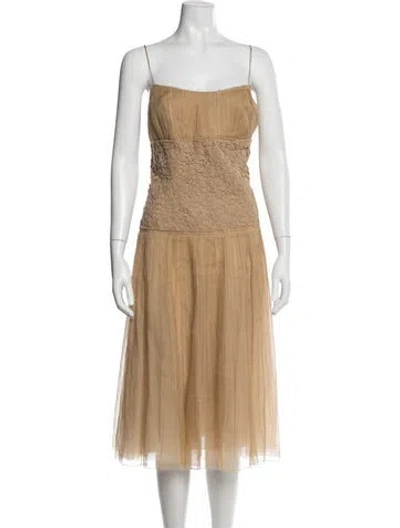 Pre-owned Akris Lace Pattern Midi Length Dress In Neutral