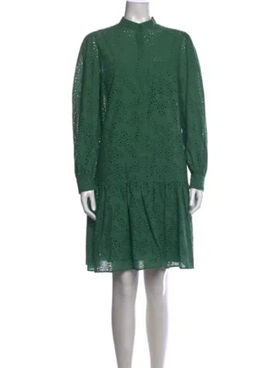 Pre-owned Akris Lace Pattern Mini Dress In Green