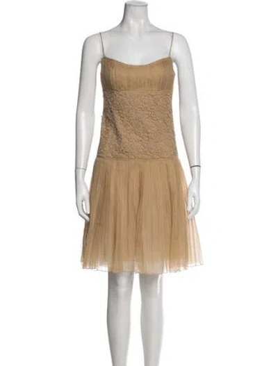 Pre-owned Akris Lace Pattern Mini Dress In Neutral