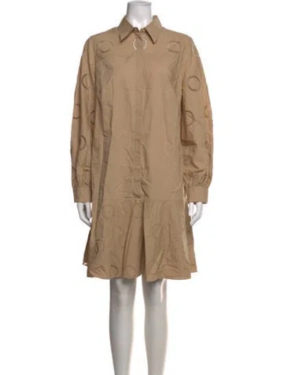 Pre-owned Akris Lace Pattern Mini Dress In Neutrals