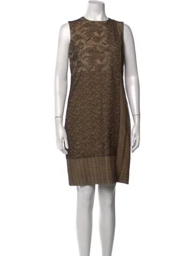 Pre-owned Akris Lace Pattern Mini Dress In Neutrals