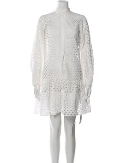 Pre-owned Akris Lace Pattern Mini Dress In White