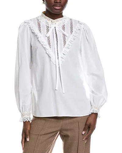 Akris Lace-trim Blouse In White