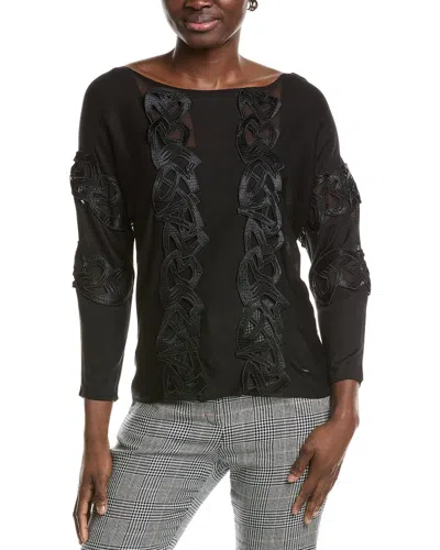 Akris Lace Trim Silk-blend Top In Black