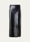 Akris Lacquer Nappa Leather Pencil Skirt In Kale Green