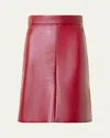 Akris Lacquered Leather Short Skirt In Red