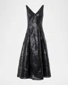 Akris Lacquered Sea Faille Sleeveless Midi Dress In Black