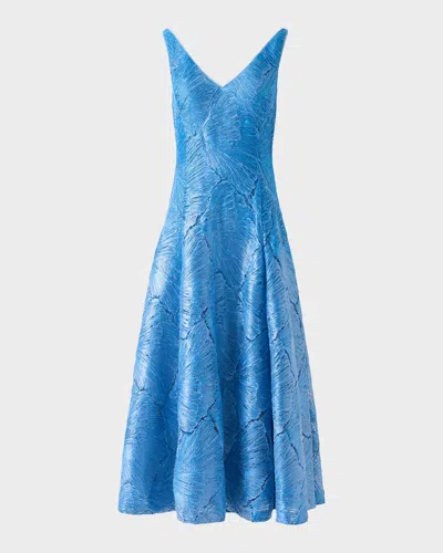 Akris Lacquered Sea Faille Sleeveless Midi Dress In Blue