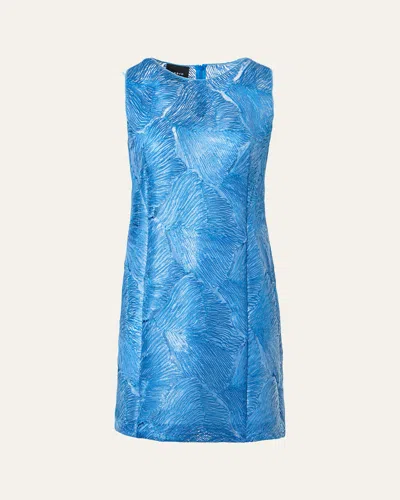 Akris Lacquered Sea Faille Sleeveless Shift Mini Dress In Blue
