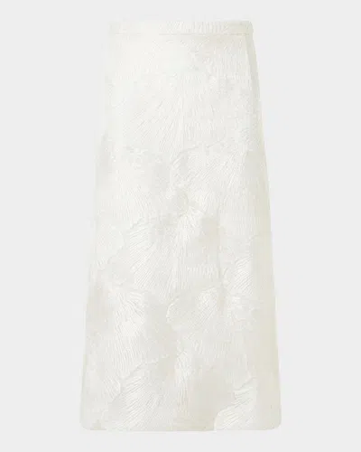 Akris Lacquered Techno Sea Fan Lace Midi Skirt In Neutral