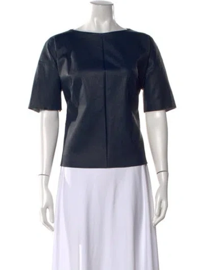 Pre-owned Akris Lamb Fur Bateau Neckline Top W/ Tags In Blue