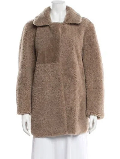Pre-owned Akris Lamb Fur Coat In Brown
