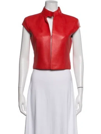 Pre-owned Akris Lamb Fur Jacket In Red