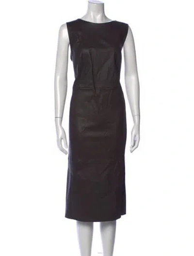 Pre-owned Akris Lamb Fur Knee-length Dress In Grey