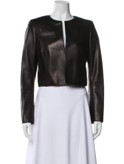 Pre-owned Akris Lamb Leather Biker Jacket In Black