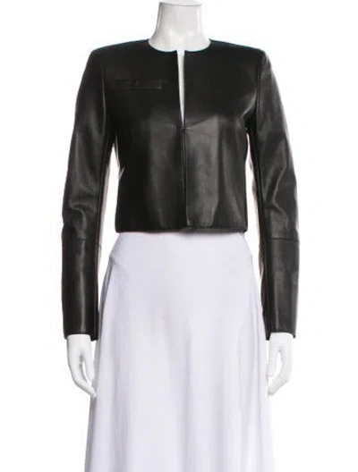 Pre-owned Akris Lamb Leather Biker Jacket In Black