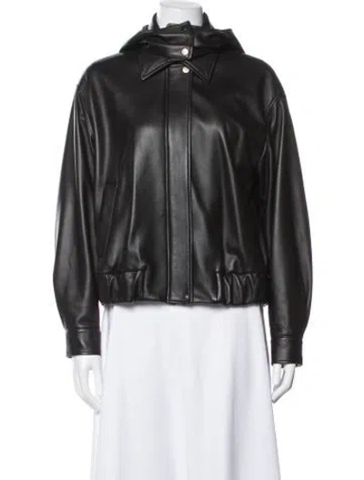 Pre-owned Akris Lamb Leather Biker Jacket In Brown