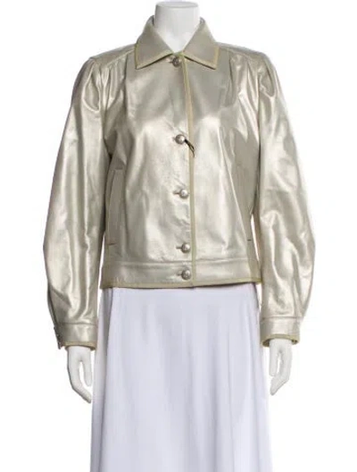 Pre-owned Akris Lamb Leather Biker Jacket In Neutral