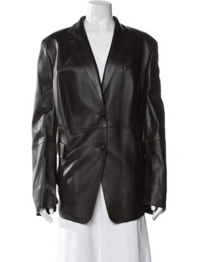 Pre-owned Akris Lamb Leather Blazer In Brown